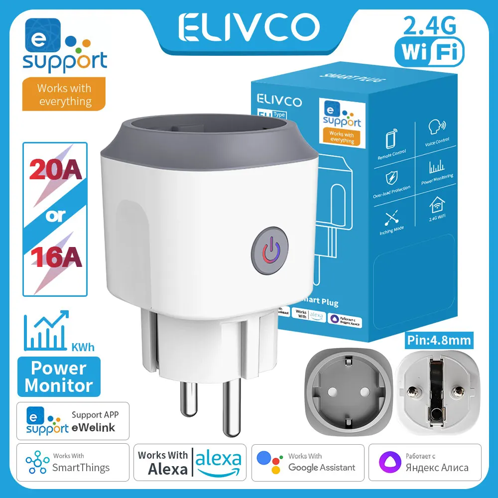 eWelink 16A/20A Smart Socket WiFi EU Plug With Power Monitoring Timing Function Support Alexa Google Home Alice 1