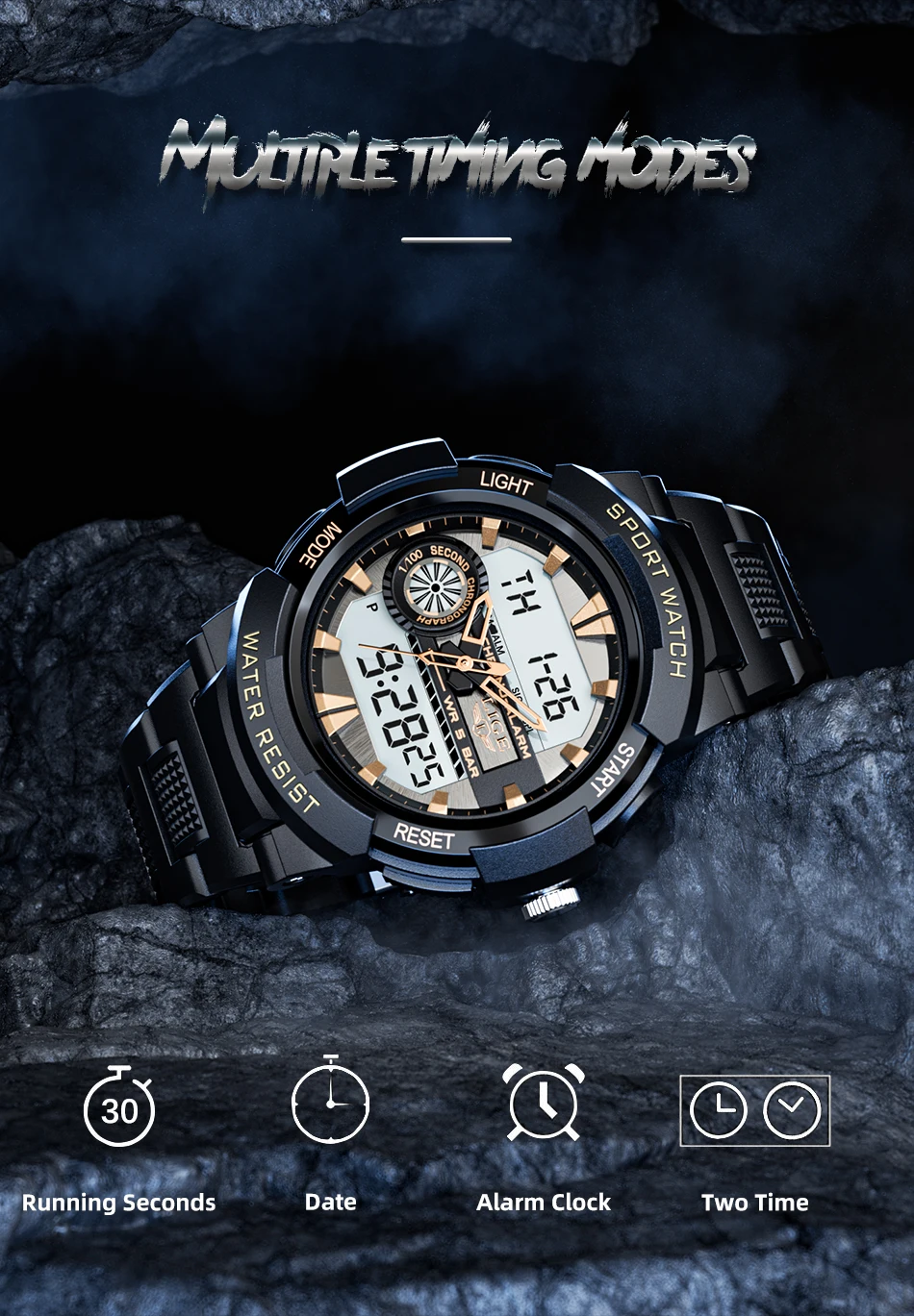 LED électronique Quartz homme montre double montre numérique pour hommes sport décontracté militaire étanche chronographe s_voghion.com