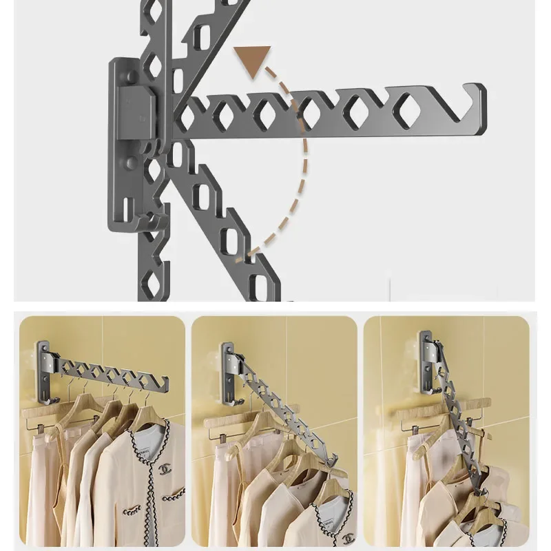 Clothes Drying Rack Adjustable Angle Clothes Hanger Wall-mounted Coat Dryer Collapsible Clothing Organizer Large Loading-bearing drying rack clothes drying rack
