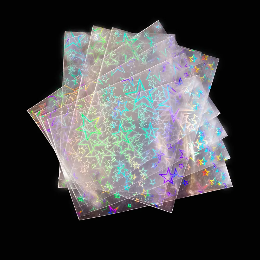 50PcsBig Star Laser Flashing Card Sleeves Holographic Film Idol Photo Card Games Magic Card Sleeve Trading Card Protective Cover