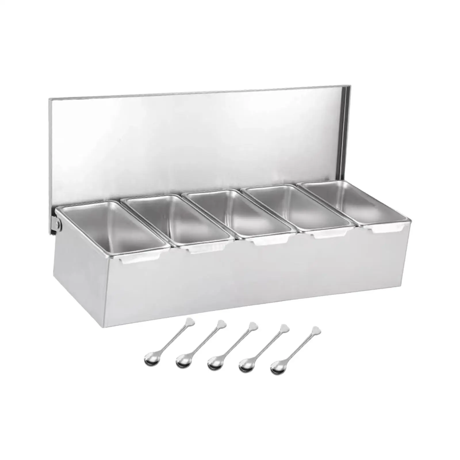 Stainless Steel Baking Tool Storage Container Multi Compartments Seasoning Organizer Box for Bar Kitchen Restaurant Home