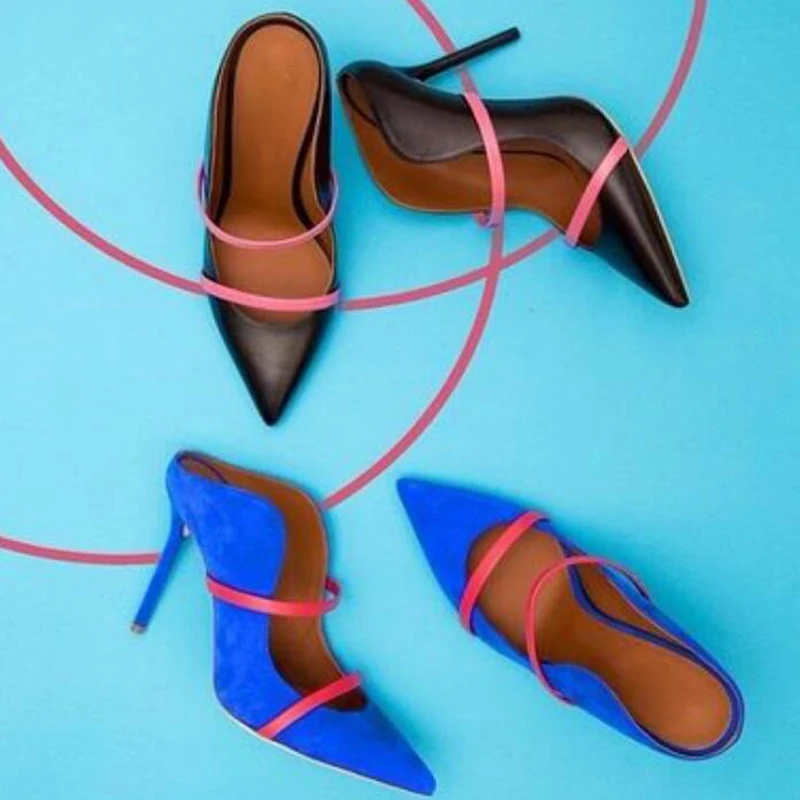 Women High Heels Shoes Double Straps Slingback Pumps