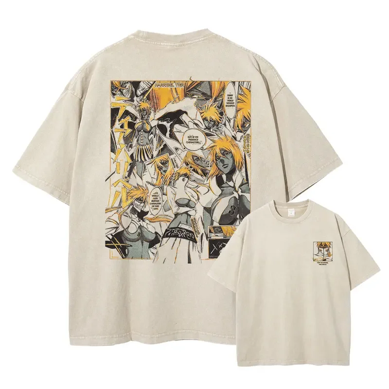 Vintage Anime Washed Oversized T-Shirt - Streetwear Short Sleeve Tee