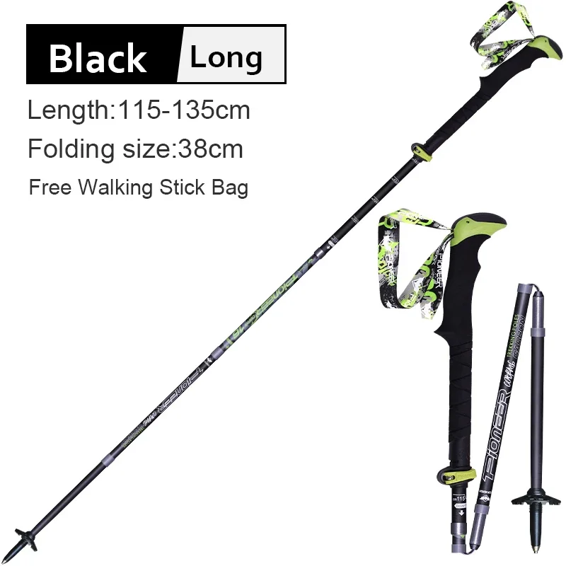 Pioneer 100% Carbon Fiber Folding Trekking Pole Ultralight Collapsible Trail Running Walking Stick for Outdoor Camping 4