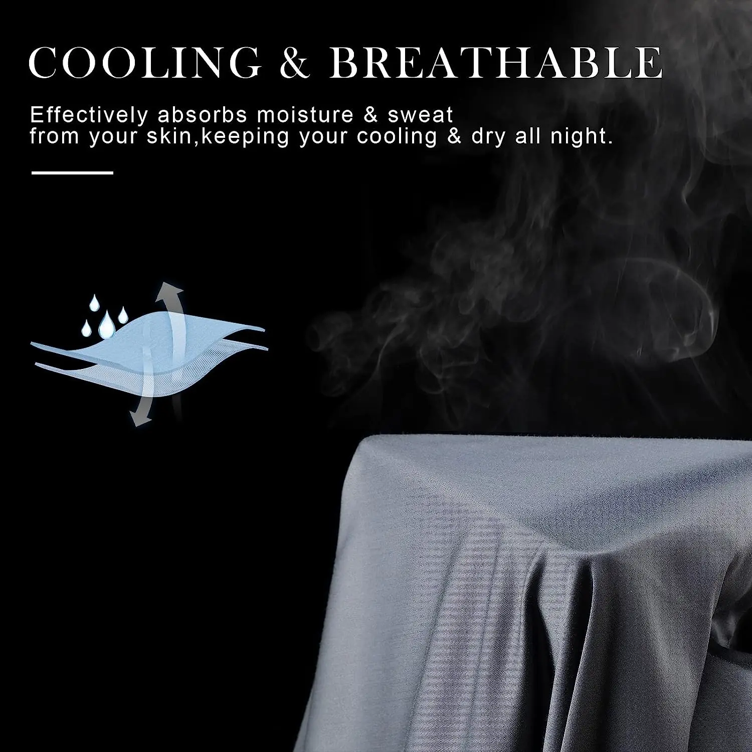 2pcs Bamboo Pillowcase for Hot Sleepers & Night Sweats Softness Cooling Pillow Cover with Envelope Closure 2