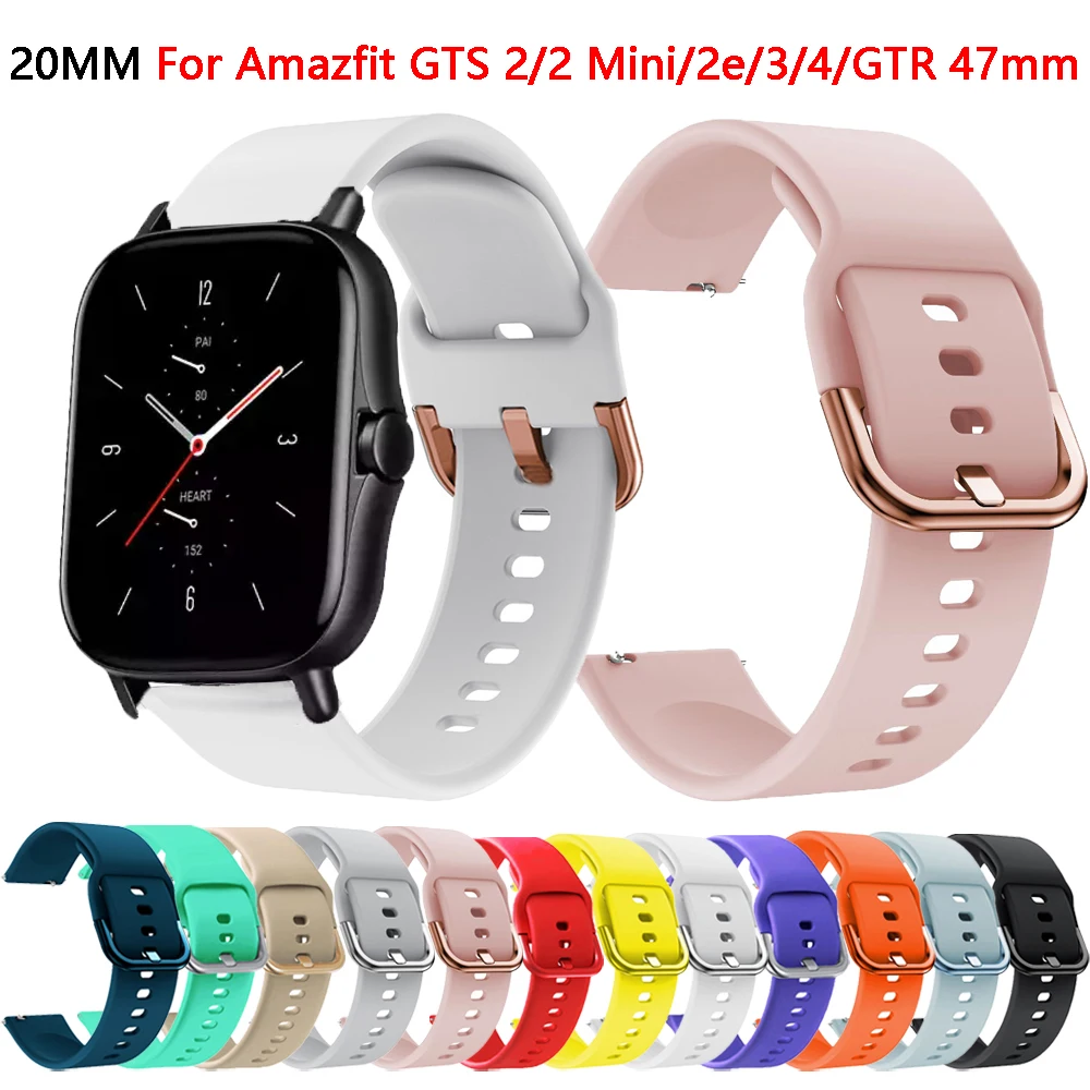 

20mm Silicone Band For Amazfit GTS2 GTS 2/3/2e/GTS2 Mini/GTR 42mm/GTS3/GTS4 4 Mini Sport Watch Bracelet Amazfit Bip Strap