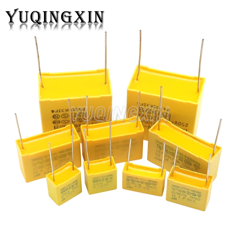 275VAC X2 Safety capacitor 275V 10mm 15mm 22.5mm 27.5mm 0.022UF 0.047UF 0.1UF 0.22UF 0.47UF 0.68UF 1UF Polypropylene film 10pcs safety capacitor polypropylene film capacitor