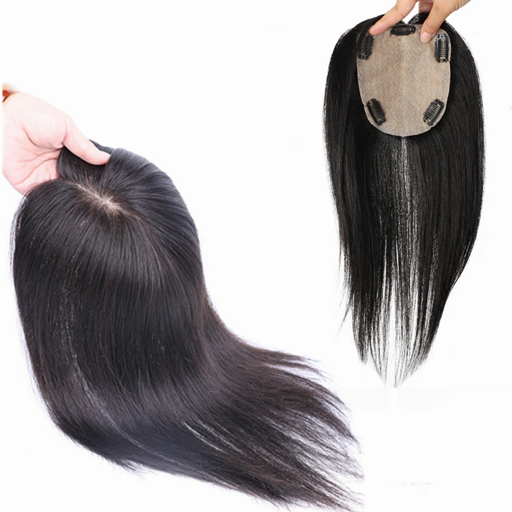 12x13cm Skin Base Human Hair Topper Free Part Natural Scalp Top European Hair Extension For Women Clip in Hairpiece Remy