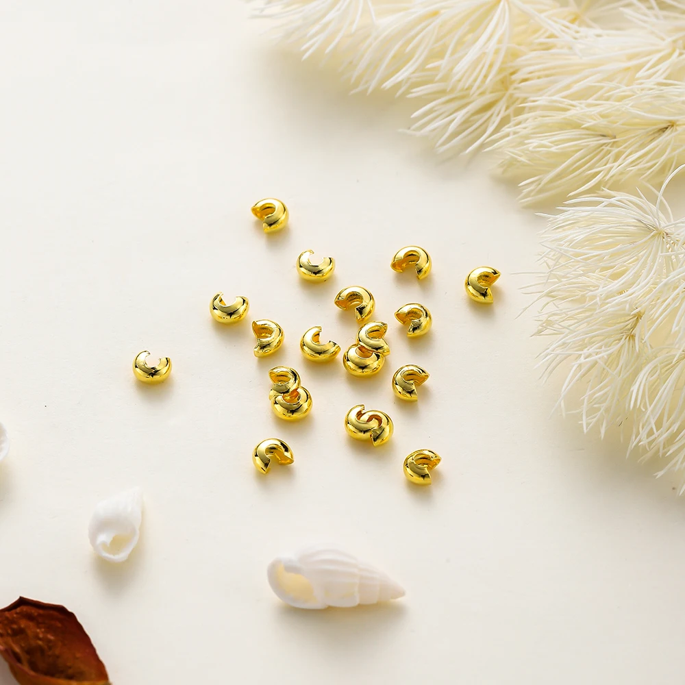 3mm/4mm/5mm 14k 18K vergoldet offene Quetschperlen Abdeckungen Crimp End Perlen Stopper Spacer Perlen für DIY Schmuckherstellung Zubehör – Detail 8