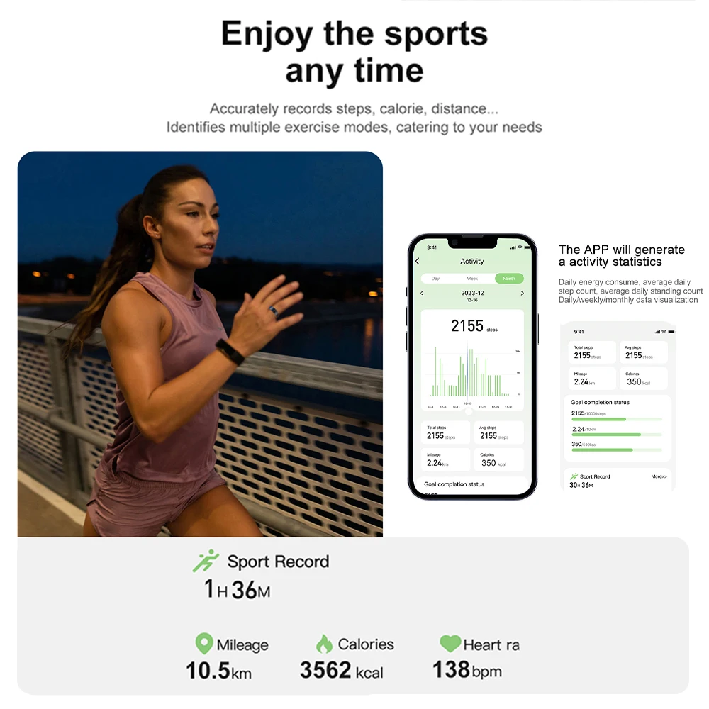 Titanium Steel Smart Ring – Durable, Health Monitoring, Waterproof, Multi-Sport Features