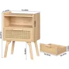 Nightstands Set of 2, Side Table with Drawer Open Shelf, Bedside End Table with Solid Wood Legs for Bedroom, Dorm. Nightstands 3