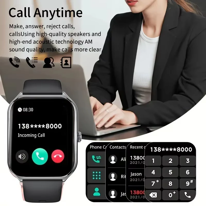 2026 New Ultra Thin AMOLED Smart Watch Men 386*448HD Screen Fashion Women Sports Bracelet BT Calling Waterproof Smartwatch gift 3