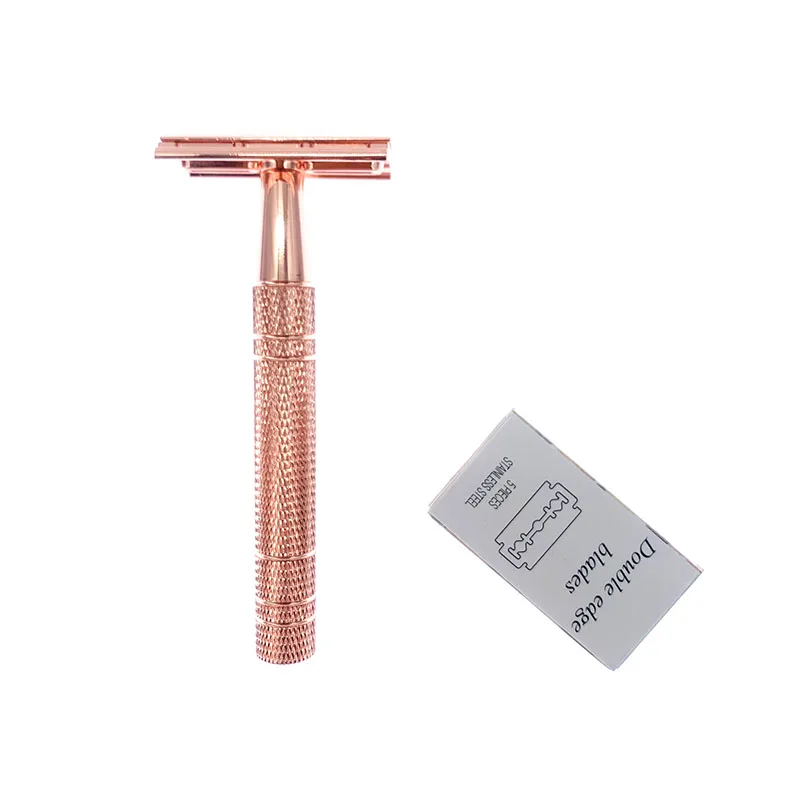 Rose Gold Razor Classic Double Edge Safety Razor For Mens Shaving&Womens Hair Removal Shaving Blades Manual Shaver