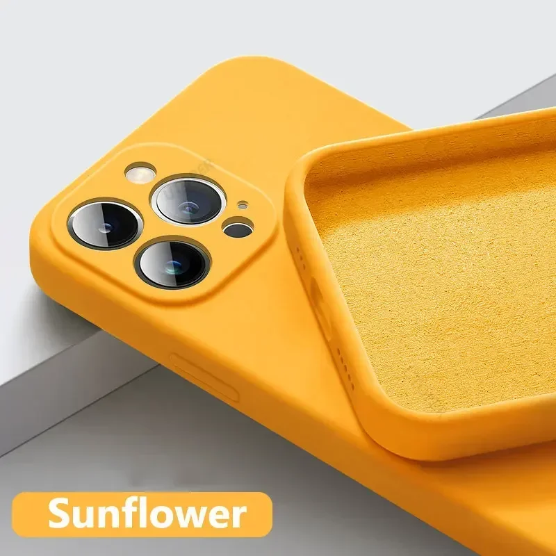 thumbnail image 1 of Coque de téléphone en Silicone, couleur unie, Protection contre les chutes et les collisions, pour IPhone 15 14 13 11 12 Pro Max Mini X XS Max 15 Plus, 1 of 5