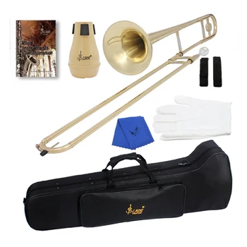 SLADE Bb Alto Trombone Gold B Flat Brass Plated Trombone Instrument with Mouthpiece Gloves Cleaning kit Beginner Students