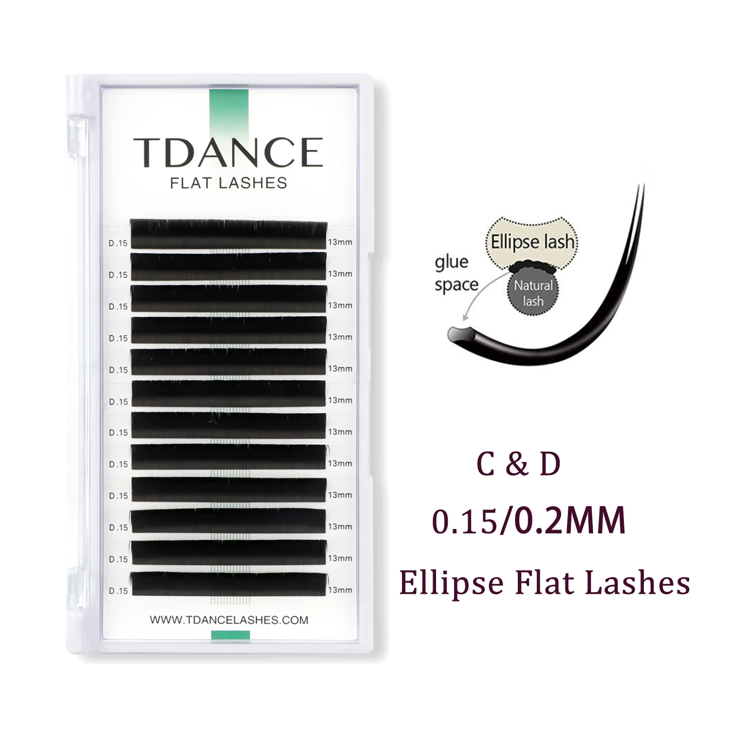 TDANCE Ellipse Flat Eyelash Extension Lashes Natural 8-15 Black Soft Individual Split Tips Matte Soft Faux Mink False Eyelashes