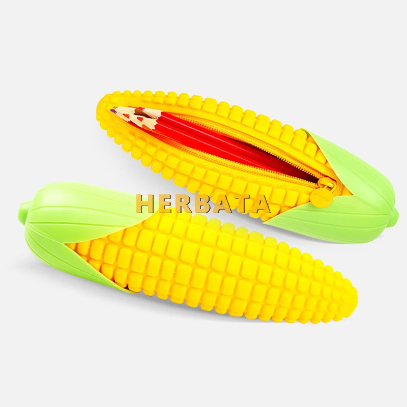 Corn Shaped Silicone Pencil Case-Fun Food-Themed Pen Storage Bag for School Supplies & Student Stationery (Cartuchera) pencil cases stationery box