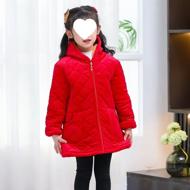 Thickened Fleece Crystal Velvet Zipper Baby Coat Children's Protective Clothing Autumn Winter Kids Outerwear Dirty Proof Jacket