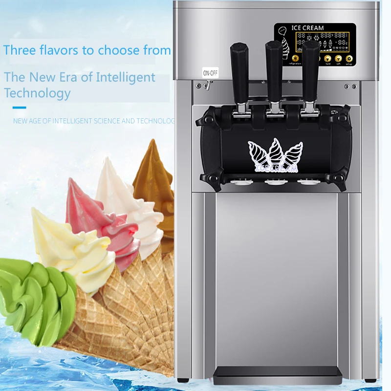 

Commercial Soft Serve Ice Cream Machine Electric 18L/H 3 Flavors Sweet Cone Ice Cream Maker 110V/220V