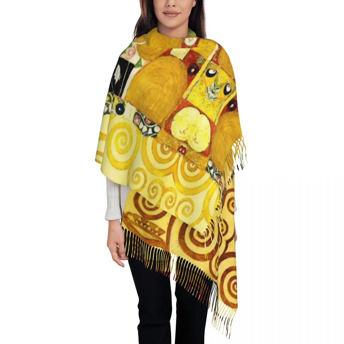 

Gustav Klimt, яркая мягкая художественная шаль с рисунком, женские осенние шарфы на зиму