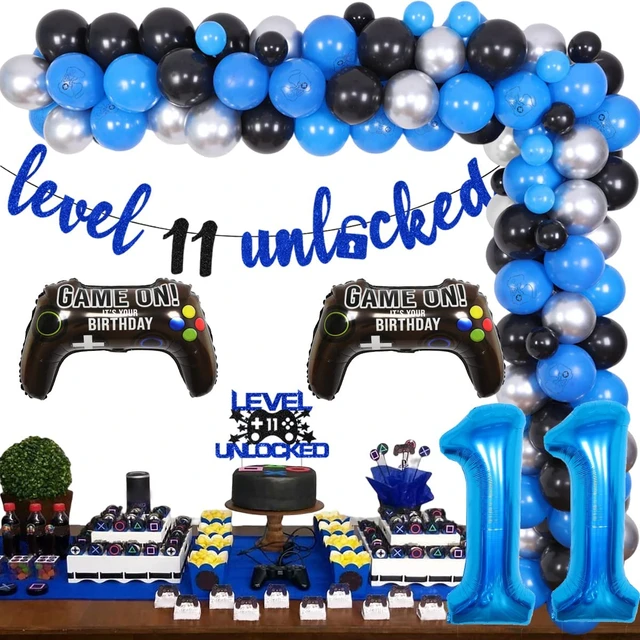 Video Game Level 17 Unlocked Birthday Cake Topper Acrylic Black