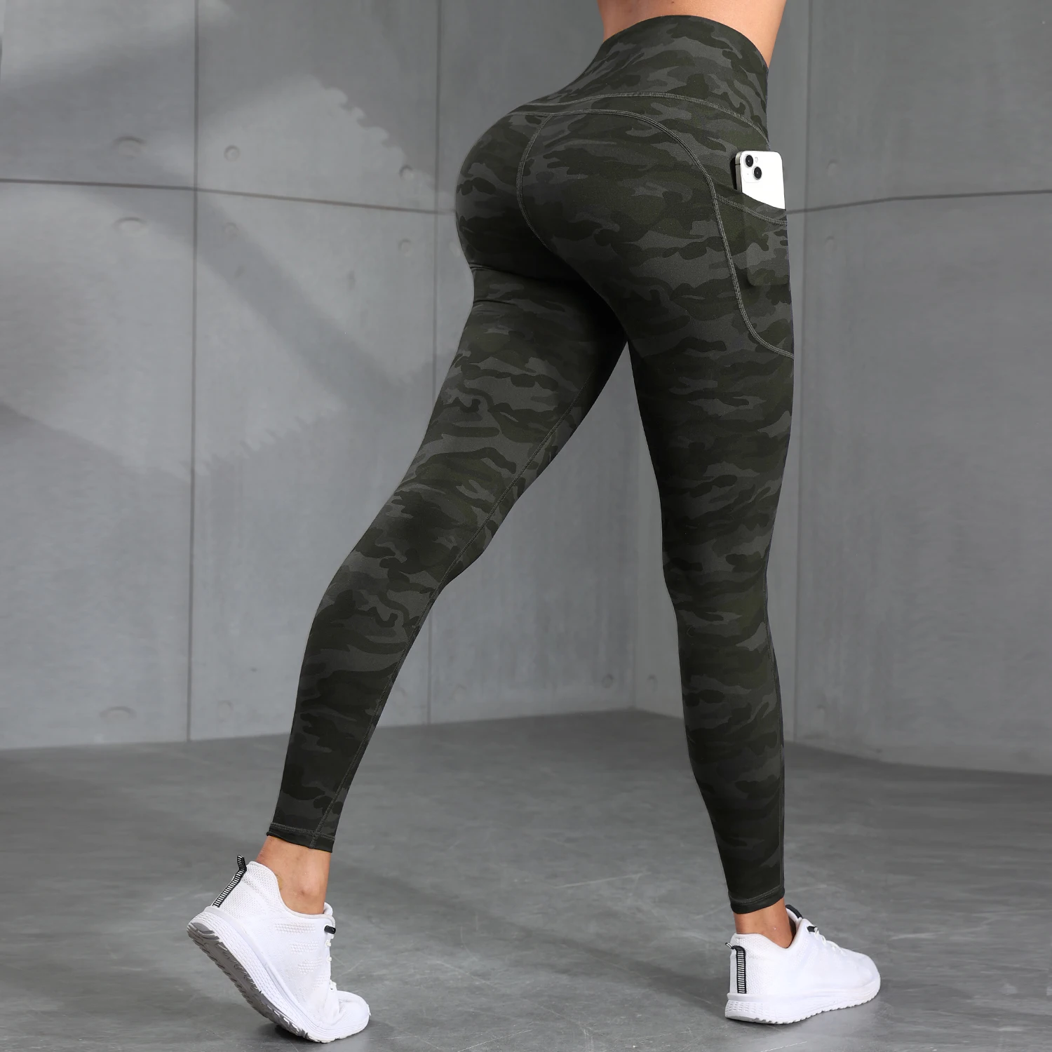Camouflage Pockets Hight Waist Women Gym Leggings Casual Elastic Outdoors Pants High Street style Seam Workout Running Pants 1