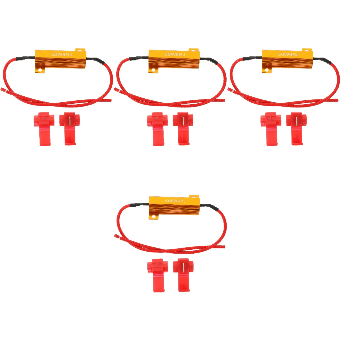 4 Count Automotive Resistance Resistor Kit Resistors for LED Lights Turn Signal Car Load Aluminum 50w 6-ohm 6ohm