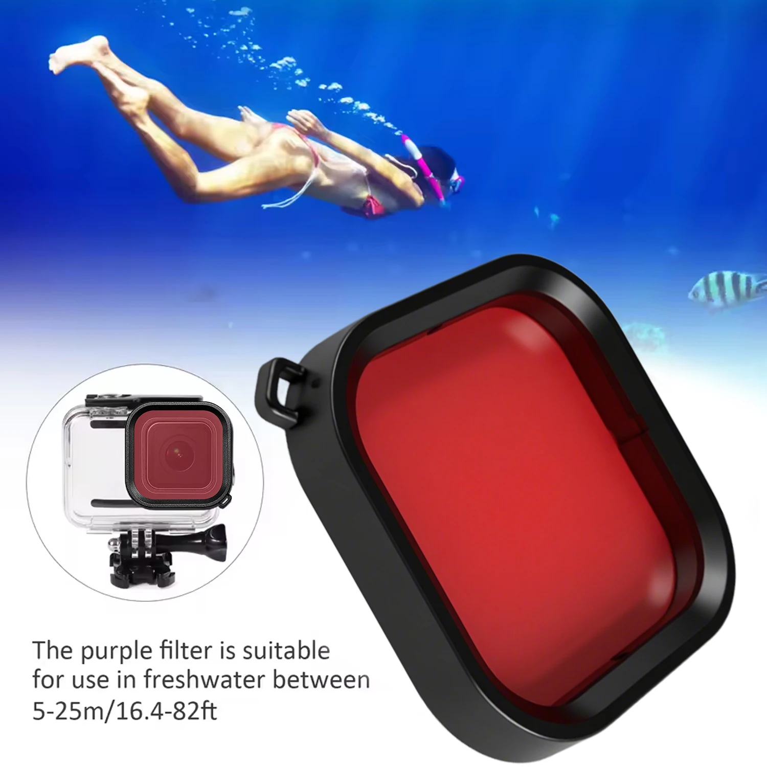 Filtri Subacquei GEPULY Per GoPro Hero 8-12 - Set 3 Pezzi Per Filtri Subacquei GEPULY Per GoPro Hero 8-12 - Set 3 Pezzi Per