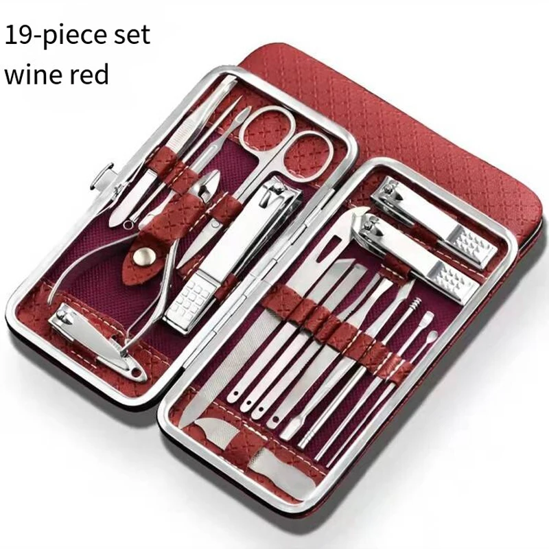 Nail Clipper Set Manicure Set 19Pcs Professional Nail Cutter Tools Manicure Set Pedicure Sets Nail Clipper Stainless Steel Travel Case Kit