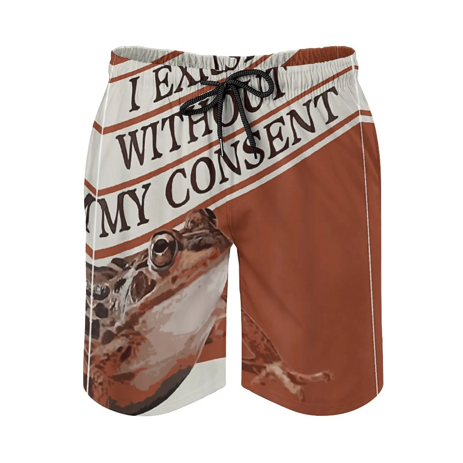 

Beach Pants Anime Causal I Exist Without My Consent Frog 3 Breathable Quick Dry Funny Running Adjustable Drawcord Loose Elastic