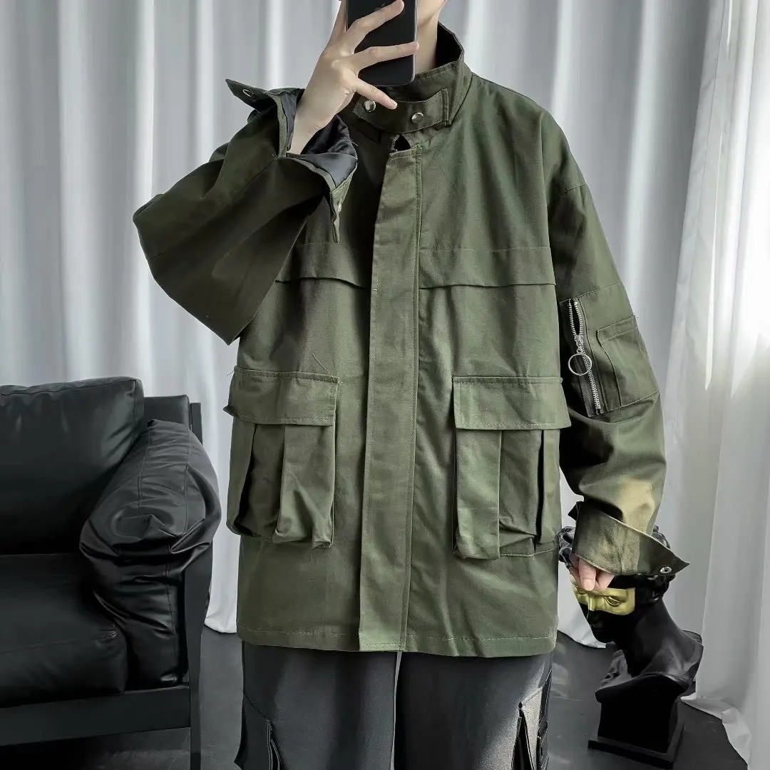 Multi Pockets Cargo Jackets Men Windbreaker 2023 Hip Hop Streetwear Jackets Harajuku Coats Men's Overalls Bomber Jacket Outwear