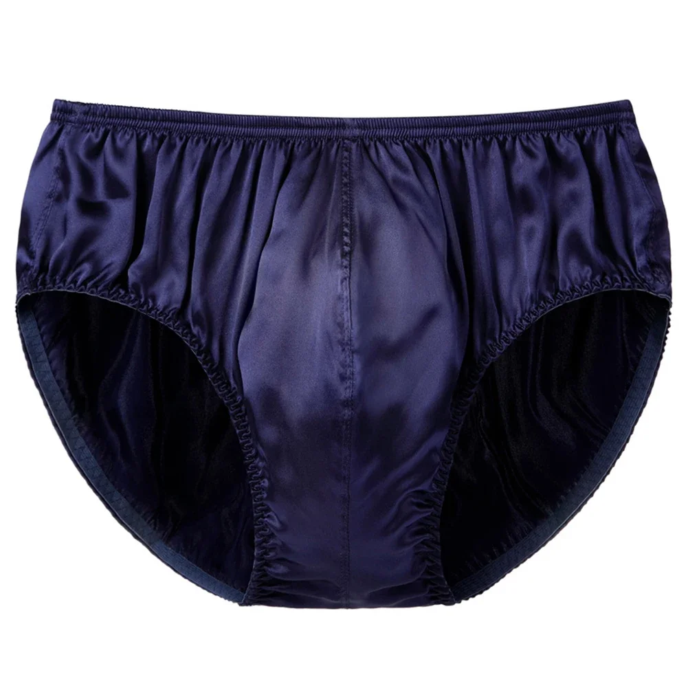 Mens Silk Underwear  Middle Waist Bikinis Glossy Bottoms Briefs Panties Lingerie U Convex Pouch Briefs Loungewear - 2