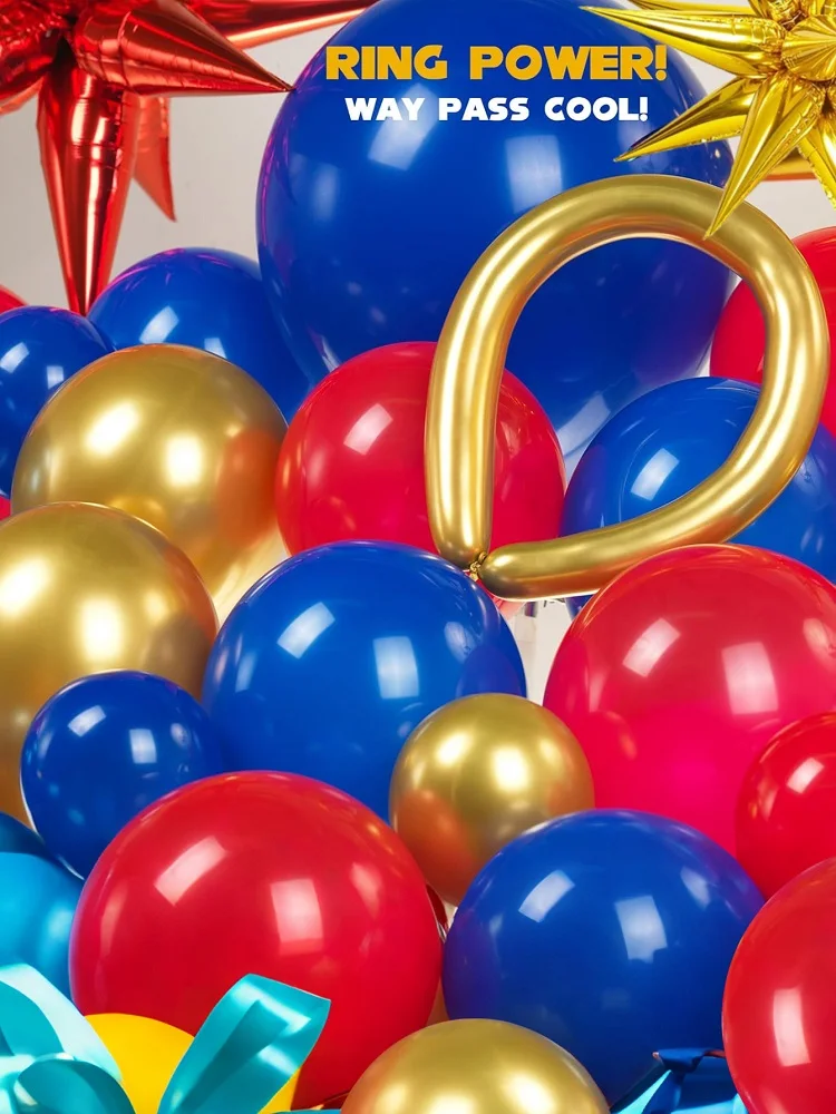 126 Stück Kozee Rot Blau Gold Ballon Kranz Bogen Kit für Spiel Cartoon Thema Geburtstag Superheld Gamer Party Dekorationen – Detail 6
