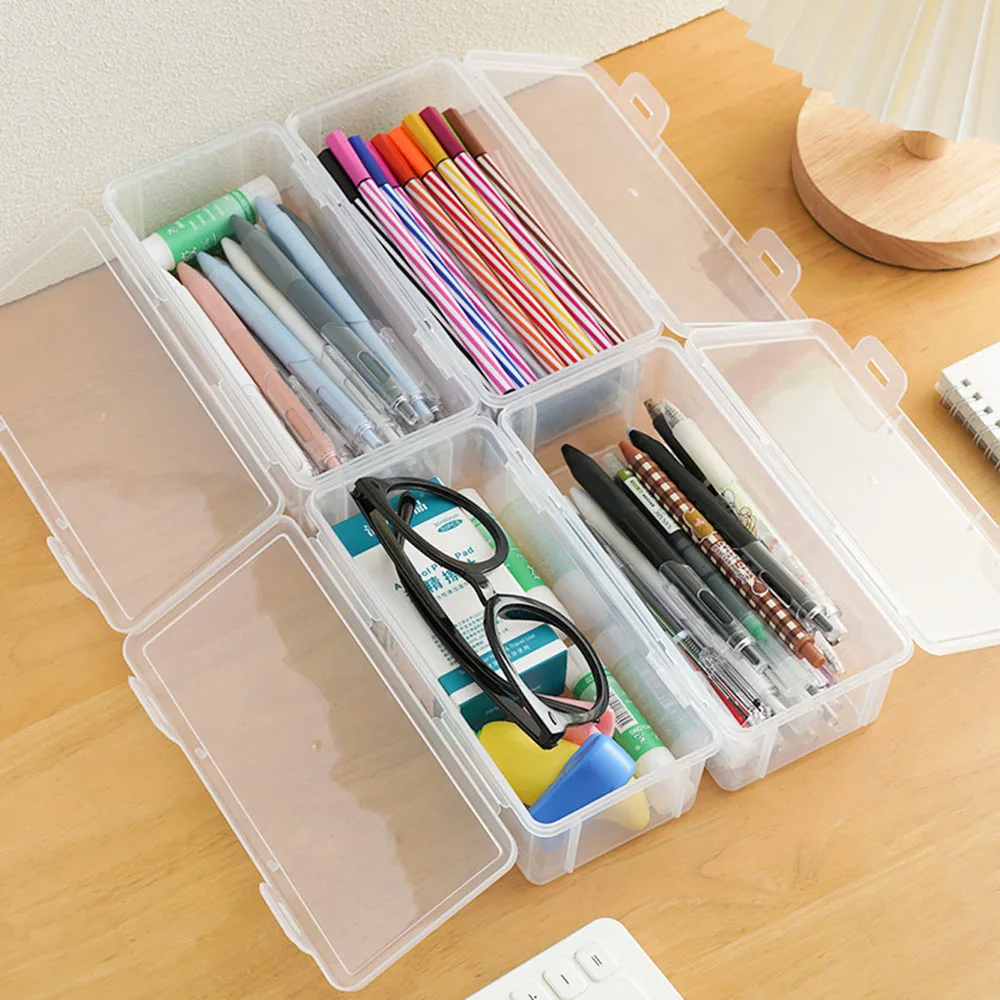 Plastic Pencil Box Translucent Pencil Case Large Capacity Portable Storage Organizer desktop storage box stationery organizer stationery storage box storage drawer boxes capybara pencil case
