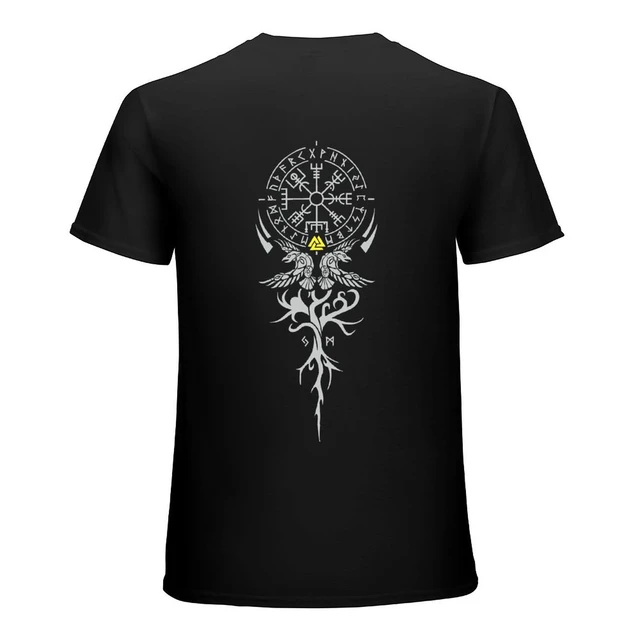 The Vegvisir T-shirt Pour Avec Inscription Runes Viking Rabe Raven  Yggdrasil Weltesche Valhalla Rising Walhalla Men Clothing Tee - AliExpress