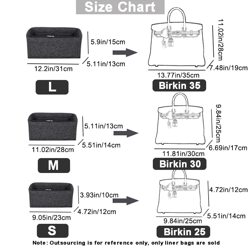 EverToner Felt Cloth Insert Bag Organizer For H-Birkin Bag 25 30 35 Handbag Organizer Women Travel Portable Cosmetic Inside Bags purse organizer insert