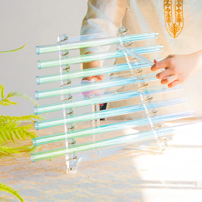 quartz harpa crystal singing harp with C D E F G A B C 8pcs notes and free Aluminum alloy box and quartz mallets