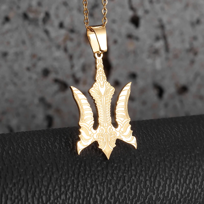 Neptune Trident Giger Falcon Anchor Collana In Acciaio Inossidabile Vintage Warrior Badge Ciondolo Gioielli Punk Da Uomo