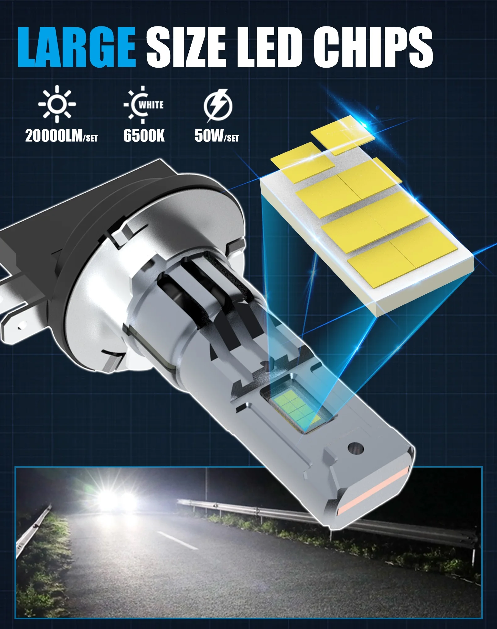 H11B LED 헤드라이트 전구 50W 20000Lm 6500k 화이트 플러그 앤 플레이 (기아, 현대용) ? 피에스타 코르사 아구스타 브루탈레 800, 2팩