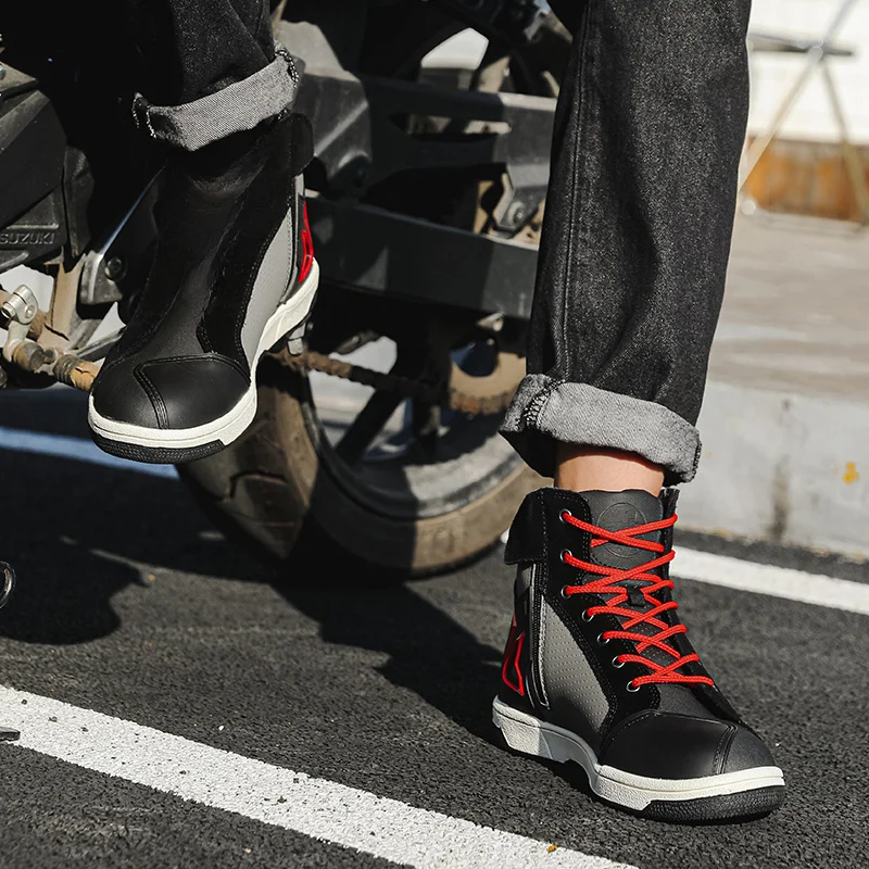 Motorcycle Riding Shoes Anti-collision Breathable Anti-fall Knight Equipment Wear-resistant Racing Shoes Unisex Red Green Black motorcycle riding shoes