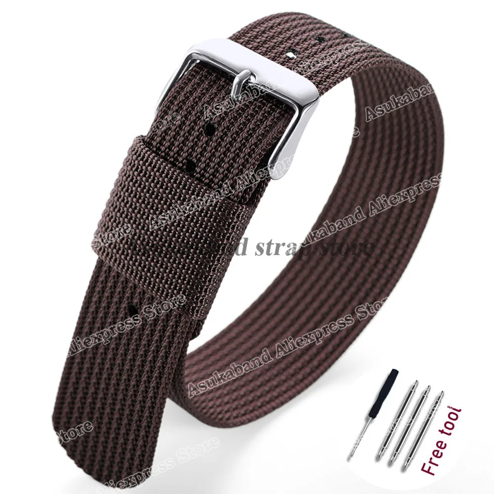 Black and Green Nylon Braided Men's Army Sports Watch Strap - Breathable and Wear-Resistant