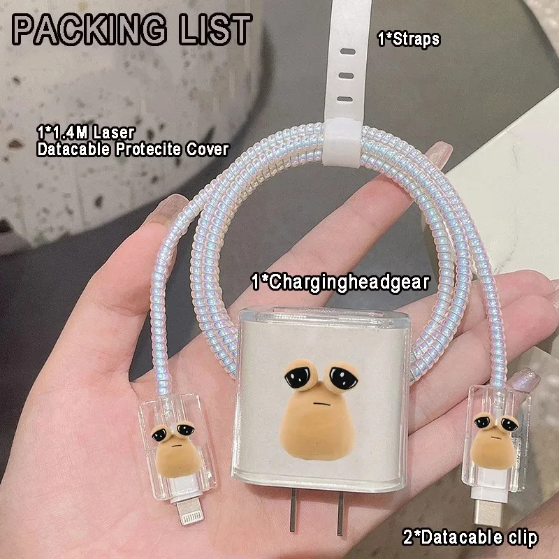 Adorable Cartoon Charger Cable Protector with Transparent Soft Shell Sleeve
