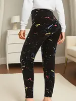 CUHAKCI Black Inkjet Plus Size Sports Tight Women's Leggings High Elasticity Casual Fitness And Ankle Nine Point Pants - Image 4