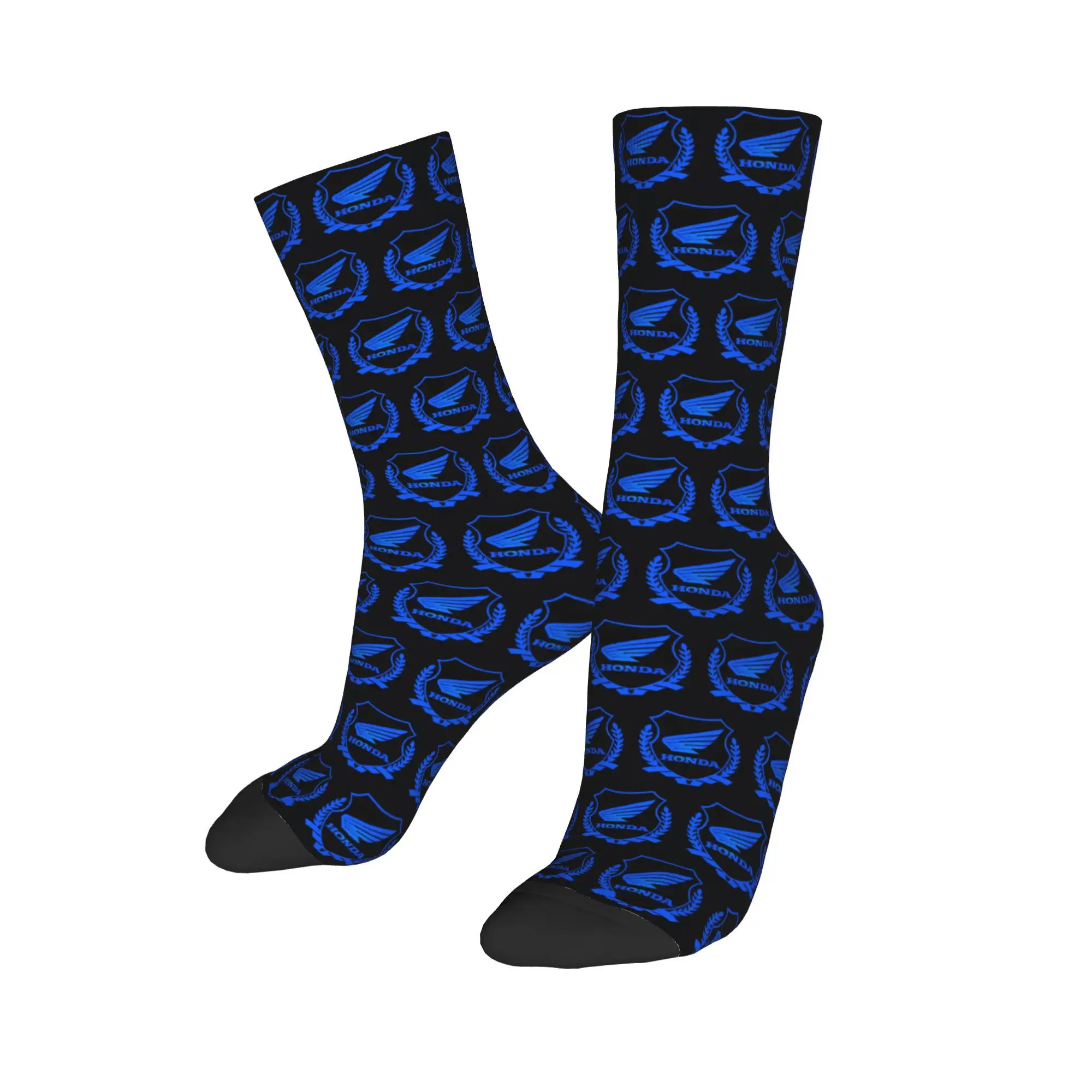 Custom Cool Printing H-Hondaes Racing Motocycle Socks for Men Women Stretch Summer Autumn Winter Logo Crew Socks for cycling socks, winter socks