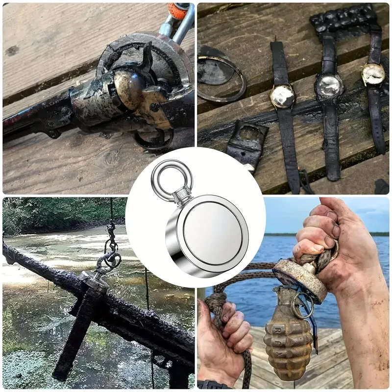 1000 LBS Fishing Magnet Double Sided with Rope 3