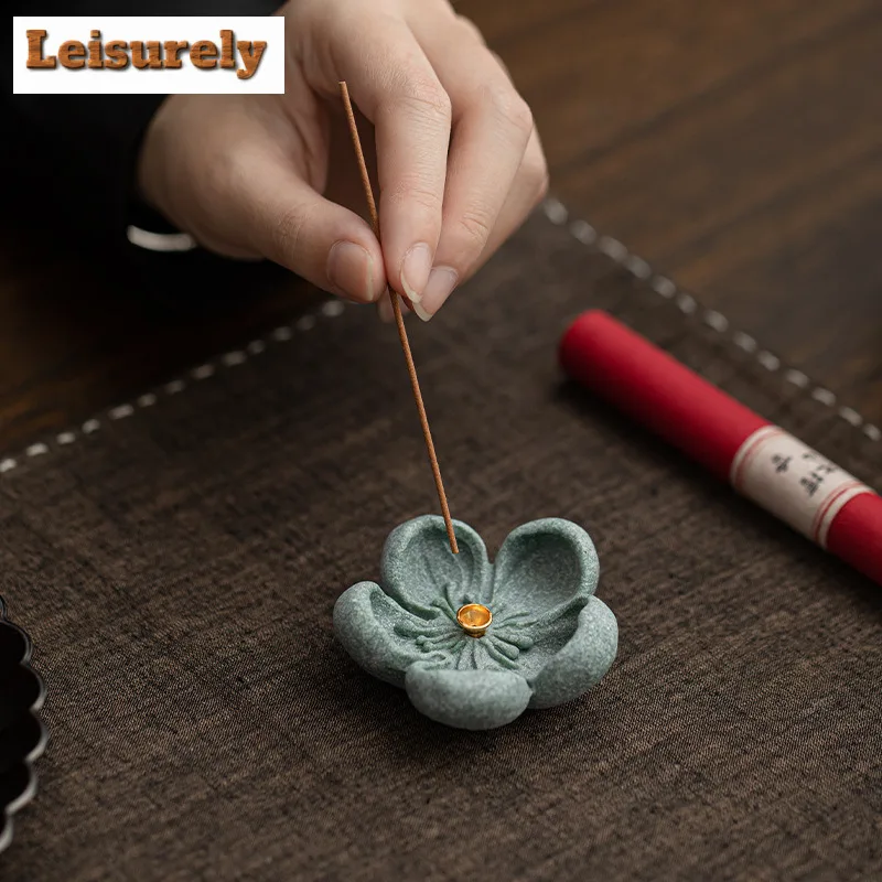 Bluestone Lotus Incense Holder Water Fountain Decoration Incense Burners Meditation Smell Distributor Censer Teaware Decoration