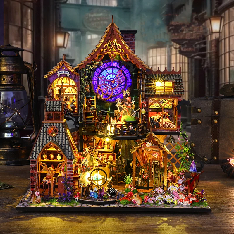 DIY Wooden Miniature Model Kit Magic Spirit Cottage Casa Doll Houses 3D Puzzle Dollhouse With Furniture Lights for Friends Gifts 3