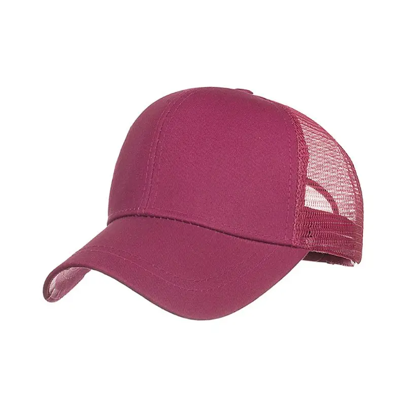 77HC Gorra béisbol con cola caballo para mujer, sombrero transpirable Color sólido para sombrilla después abrir