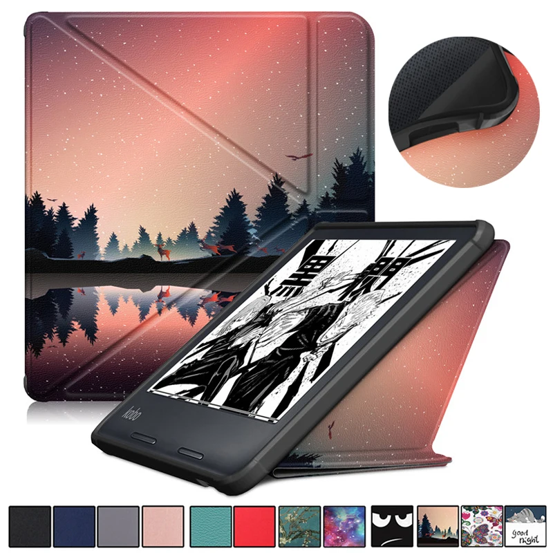 Smart Cover Verniciata Per Etui Kobo Libra 2 2021 Custodia In Pelle Pu Supporto Posteriore Morbido Ereader Sleep Cover Per Funda Kobo Libra 2 Custodia