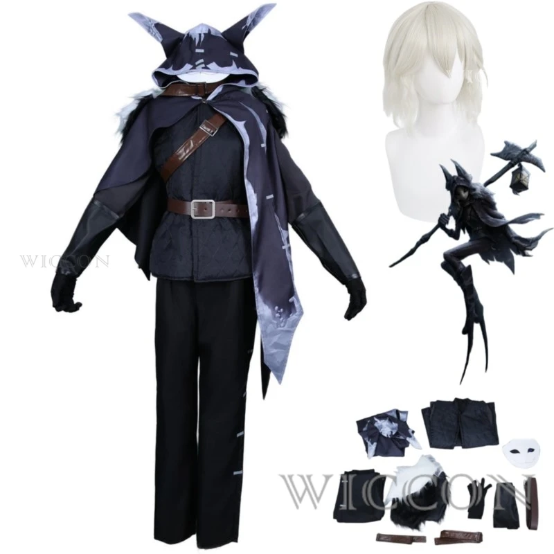 

Anime Game Identity Ⅴ Night Watch Ithaqua Cosplay Costume Hunters Wig Hooded Cloak Cape Uniform Man Halloween Carnival Suit